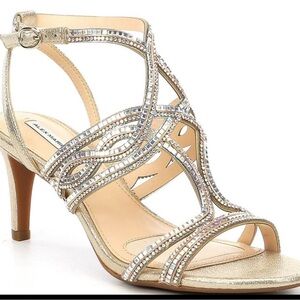 Alex Marie Silver Rhinestone Heels